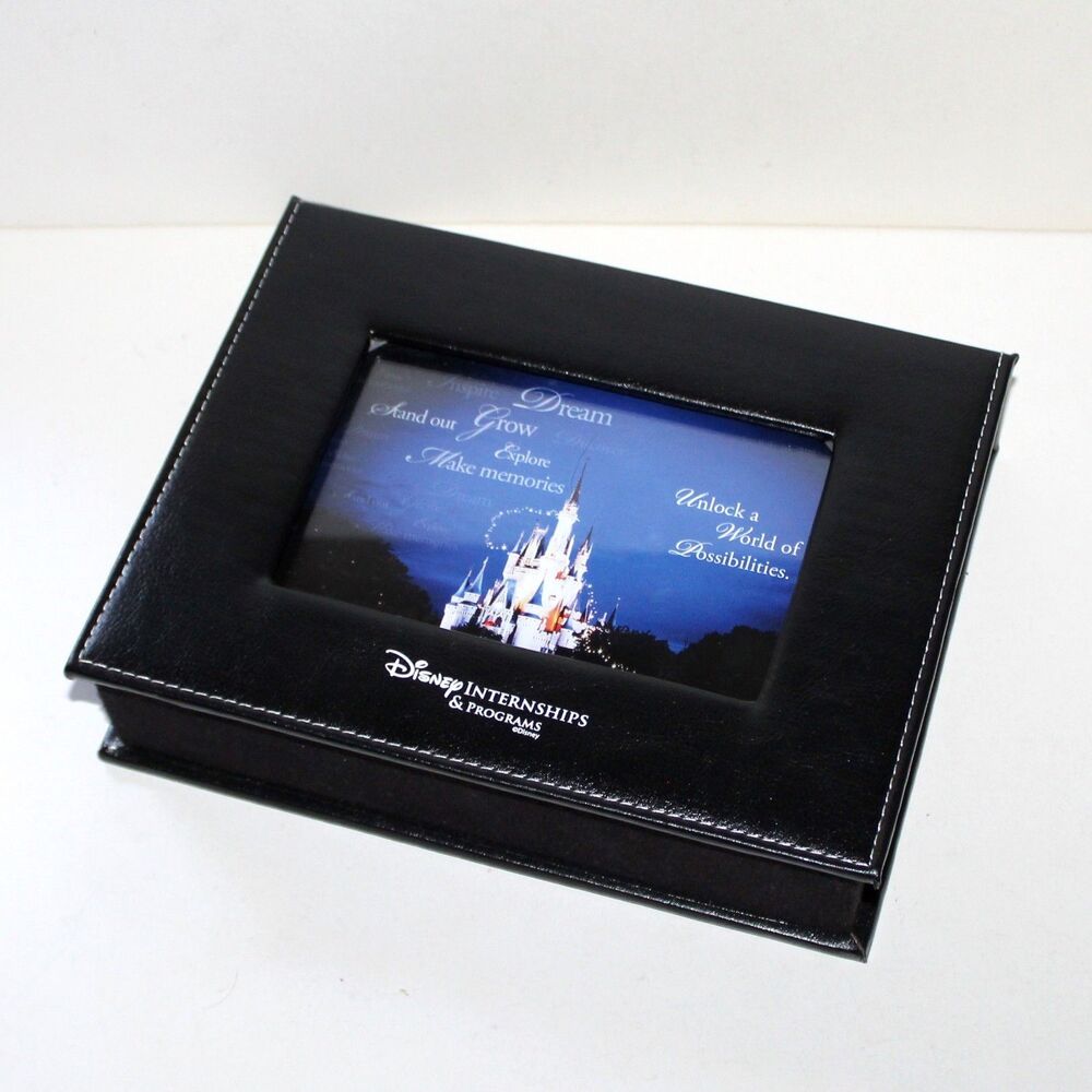 Disney Internship & Programs Photo Frame Box black faux leather decor